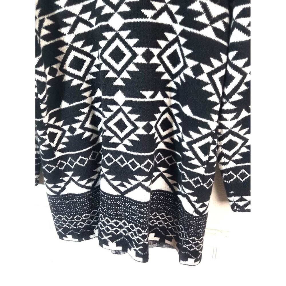 Frye Womens NWT Black White Aztec Cardigan Sweater Open Front Knit Size Large - Picture 9 of 13